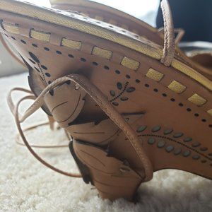 Gorgeous Hand-Carved Leather, Lace Up Limited Edition Wedges by BCBGMaxAzria